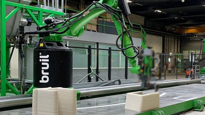 3d betonprint printer aan het werk