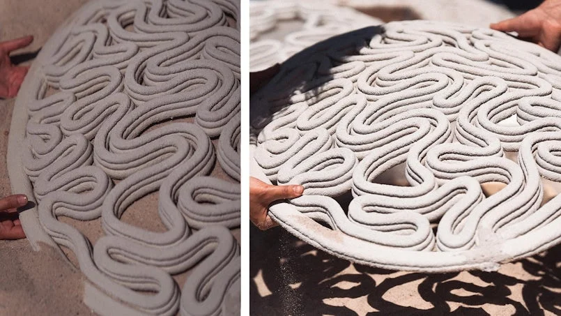 3d geprint filigraan betonpaneel handmatig verplaatst