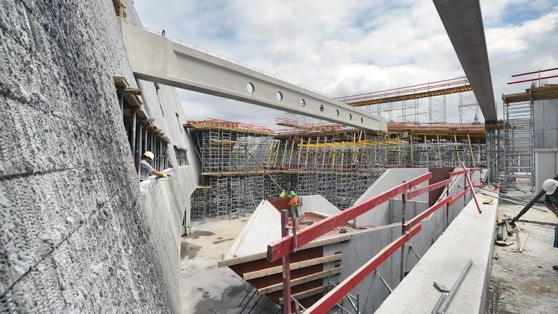 betonnen hellingbaan centre de congres luik bouwfase