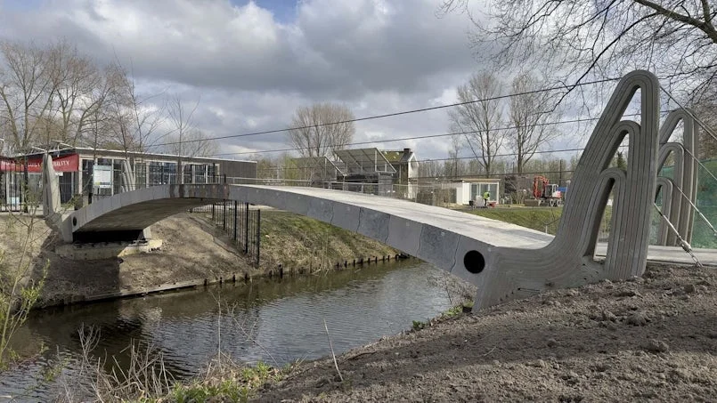 circulaire brug bij the green village in delft – experimenteel ontwerp met hergebruikt beton