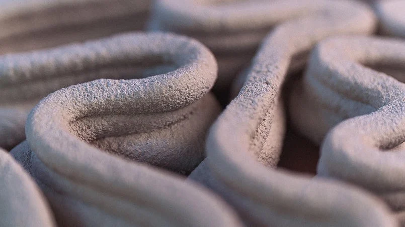detail 3d geprinte filigraanstructuur in beton