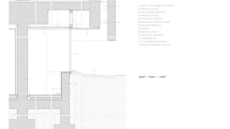 detailtekening constructie en gevelopbouw visitor center