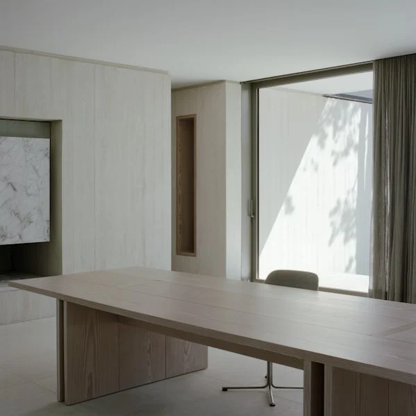 interieur villa waalre eetkamer beton hout