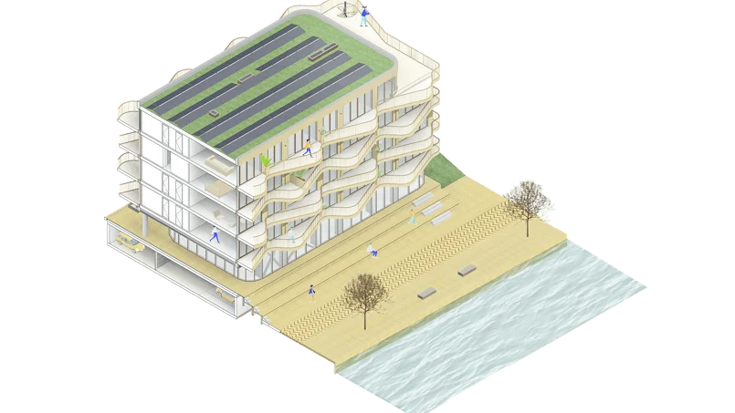 isometrie en doorsnede westerschans goes golvende balkons