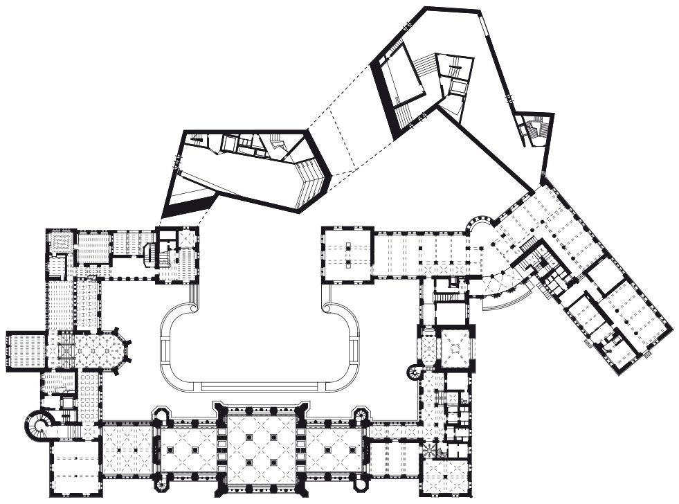 Plattegrond Landesmuseum Zürich met nieuwe vleugel