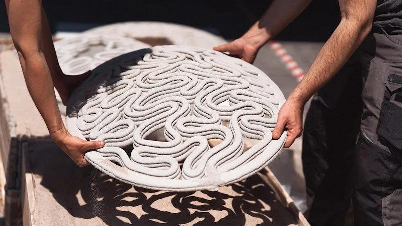 lensvormig filigraanobject 3d betonprint handgemaakt