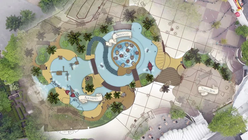 ontwerp en plattegrond efteling sindbad waterbaan