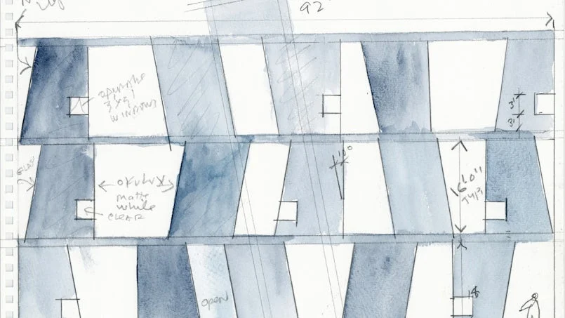 ontwerptekening gevelcompositie en structuur