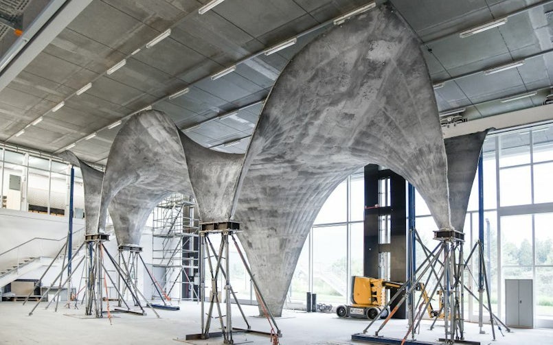 Ook was hij betrokken bij dubbel gekromde vlakken met textielgevormde constructies (foto: Block Research Group ETH Zürich)