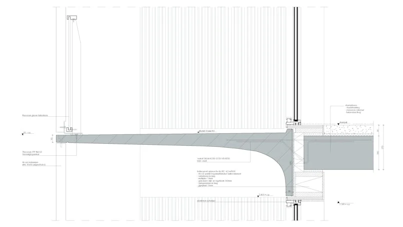 technisch detail balkon the line ultrasterkbeton