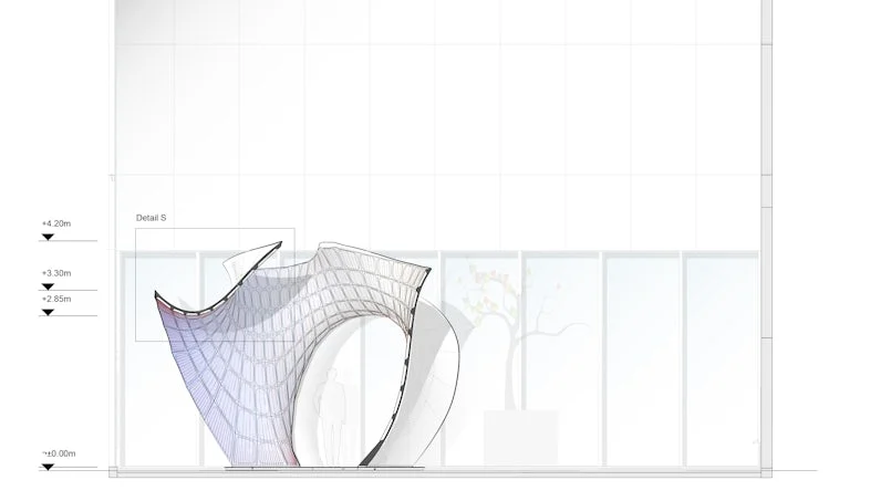 technische doorsnede van het knitcandela project met focus op vorm structuur en