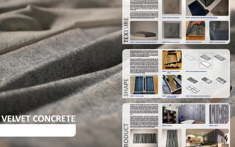textielachtige betonafwerking voor interieurtoepassingen. innovatief betonconcept van concrete design competition 20